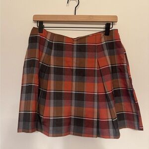 Urban Renewal Plaid Skater Skirt in Orange, Brown, and Black